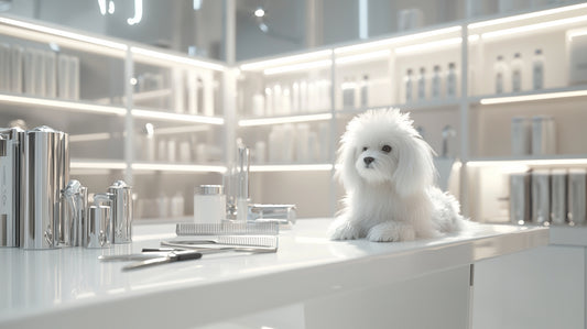 Luxurious grooming salon for long-haired breeds with premium tools and products.